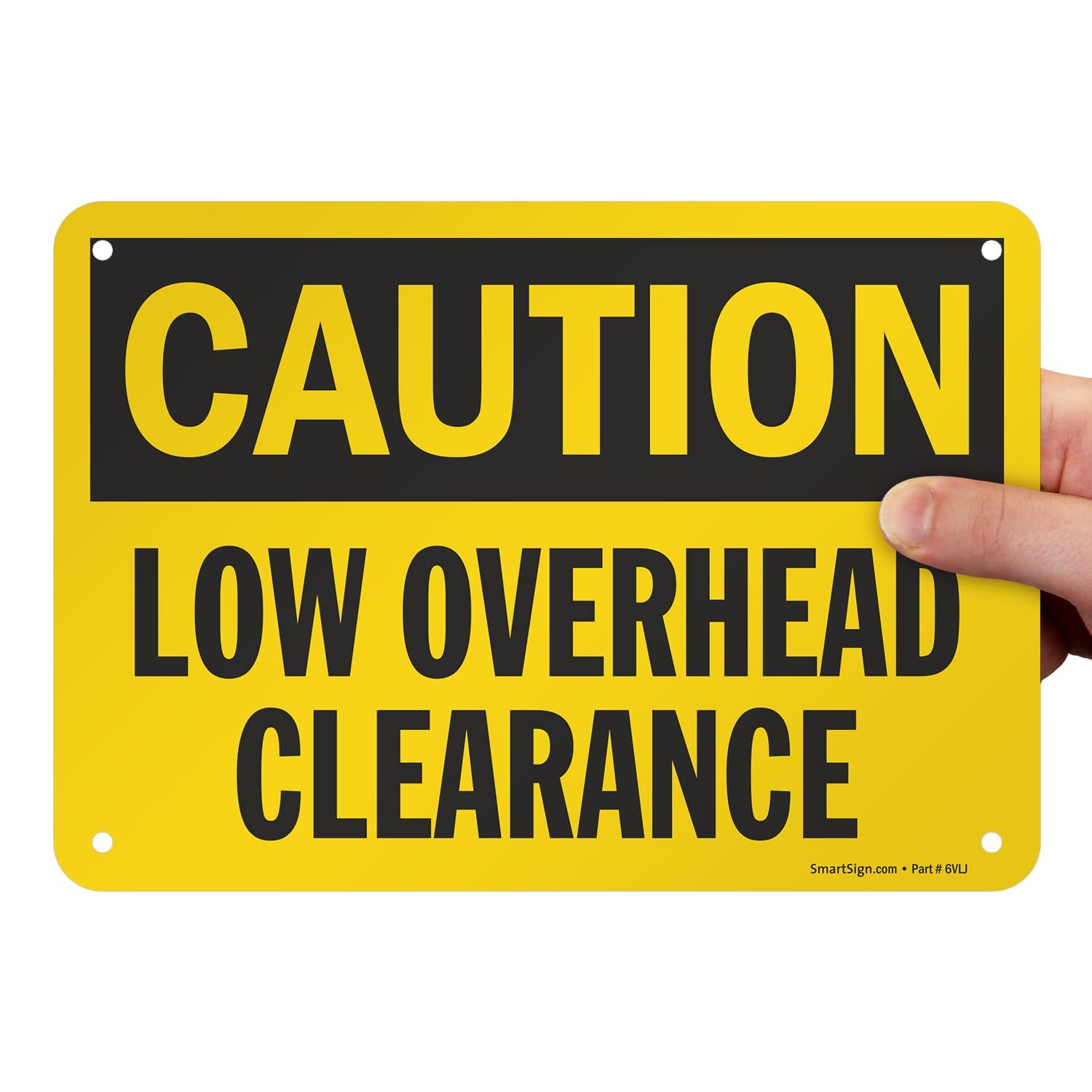 Aluminum Caution Low Overhead Clearance Black Yellow Sign 7×10 Inch