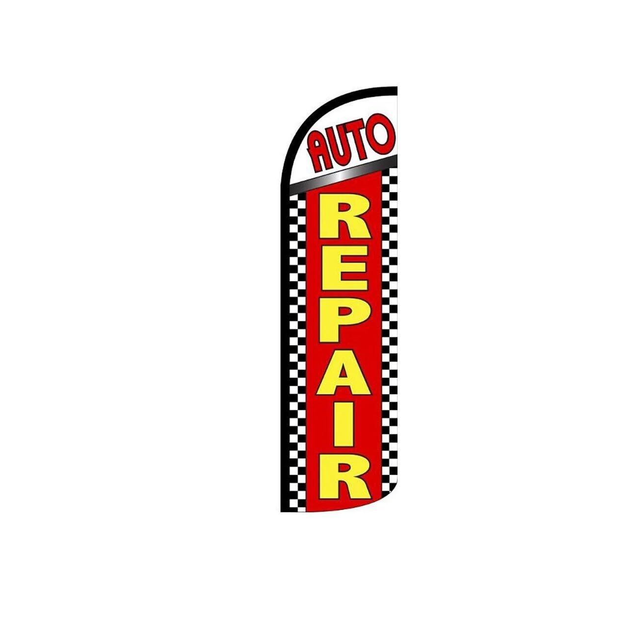 Auto Repair Swooper Flutter Windless Feather Flag | 3ft W x 11.5ft Tall