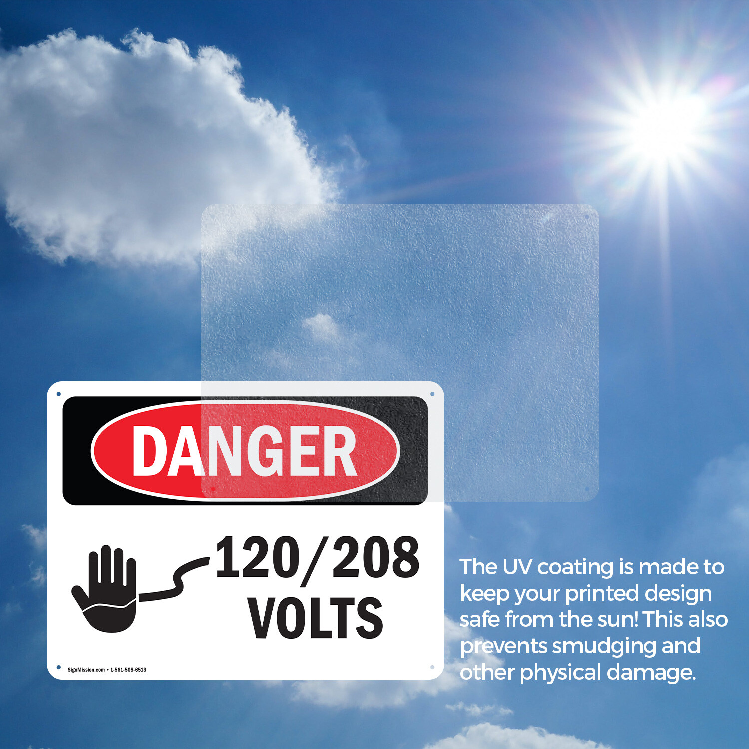 (2 Pack) 120 208 Volts OSHA Danger Sign Decal Metal Plastic