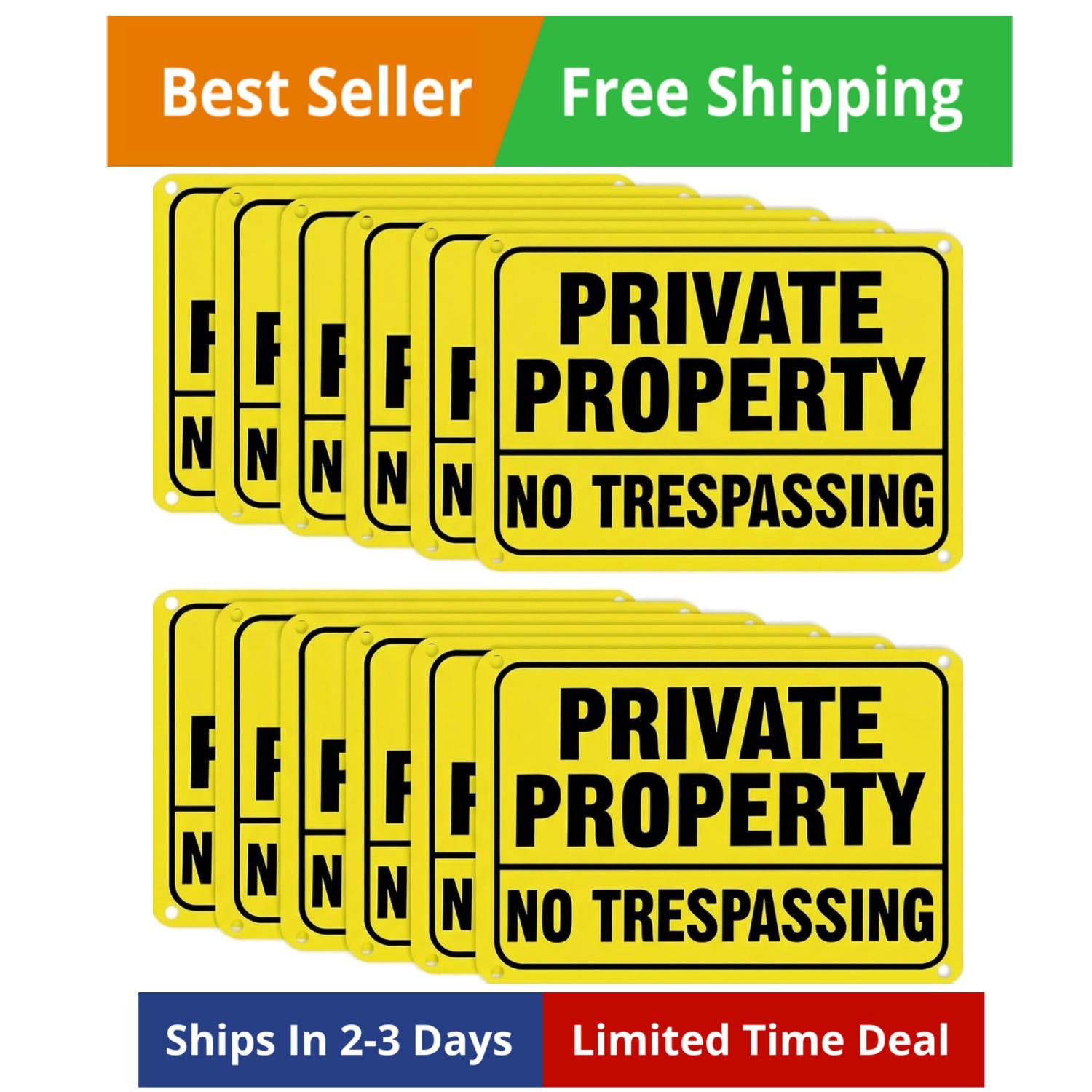12pcs No Trespassing Private Property Signs 7 x 10 Inch Metal Reflective Alum…