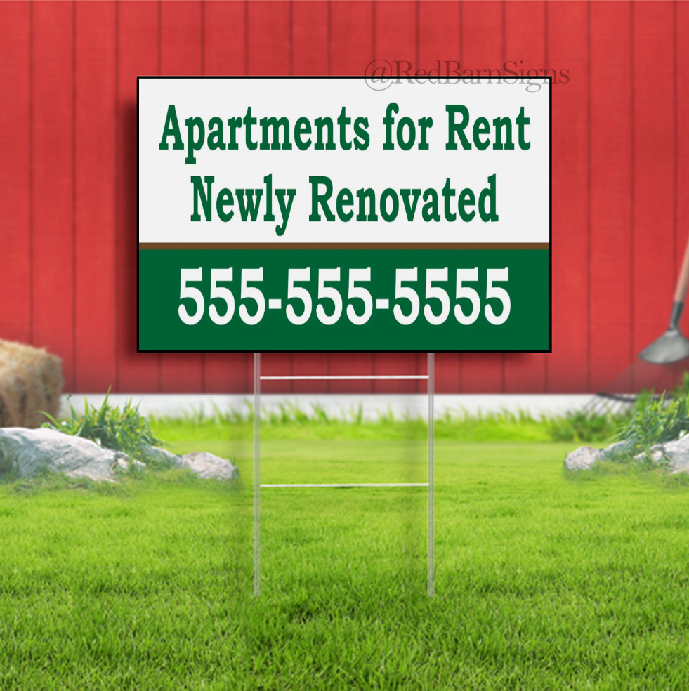 Apartments For Rent Newly Renovated Indoor Outdoor Yard Sign with metal stakes