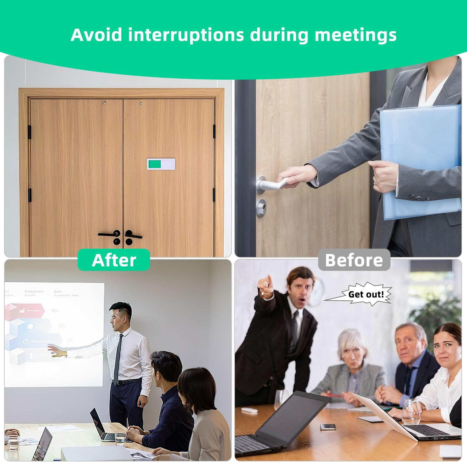 15 PCS Office Nonscratch Signboard Sliding Door Indicator Red Green Vacant