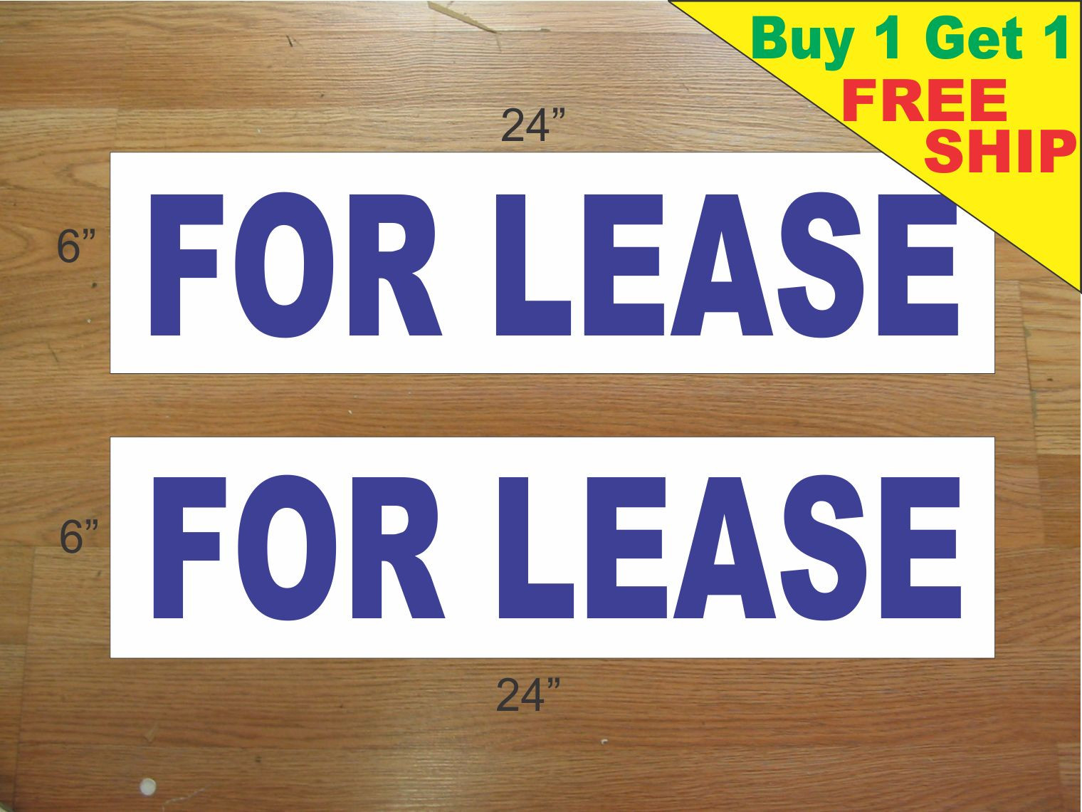FOR LEASE BLUE 6″x24″ REAL ESTATE RIDER SIGNS Buy 1 Get 1 FREE 2 Sided