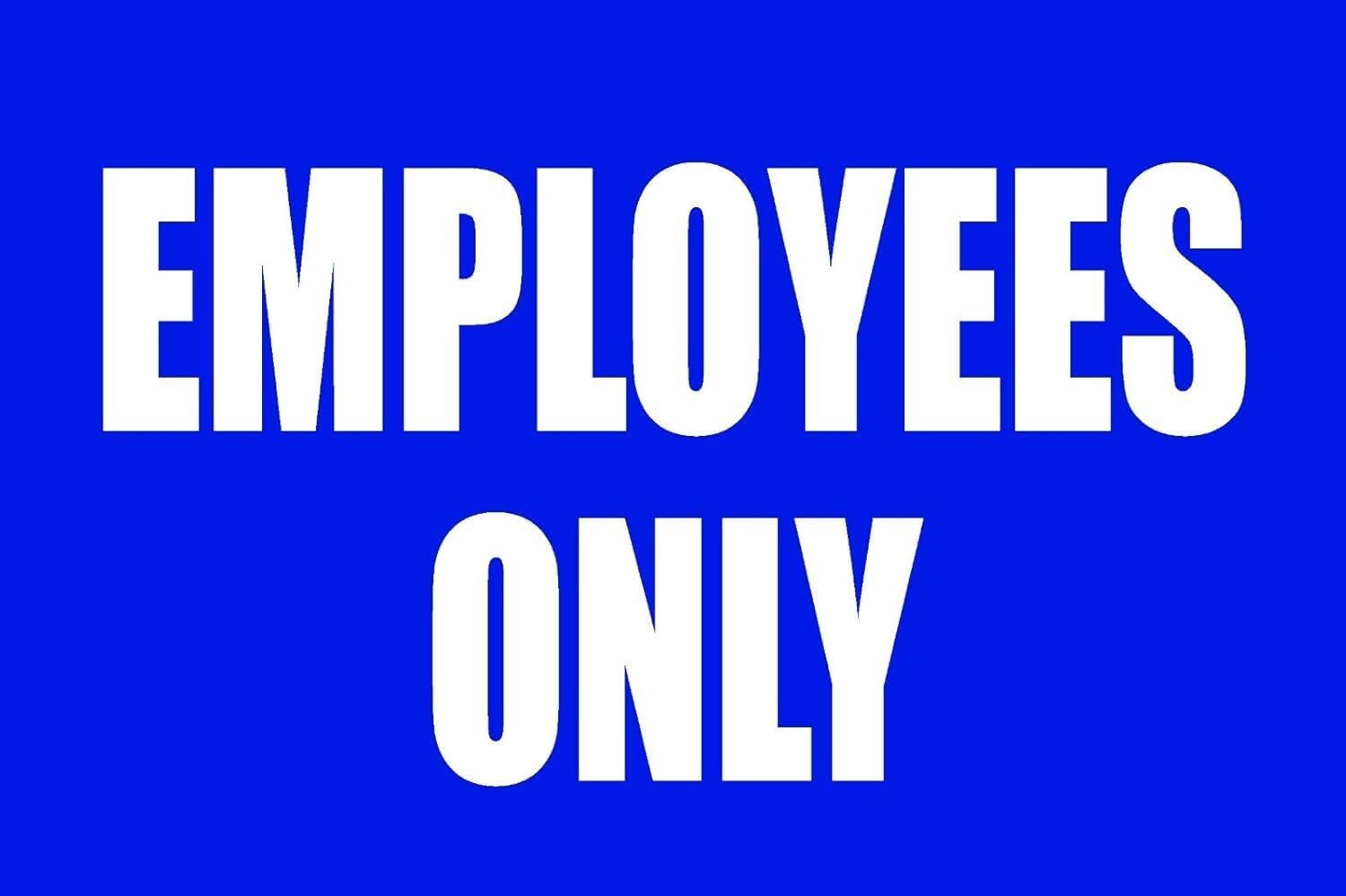 Employees Only Business Retail Counter Informational Sign | Plastic | 12″w x 8″h