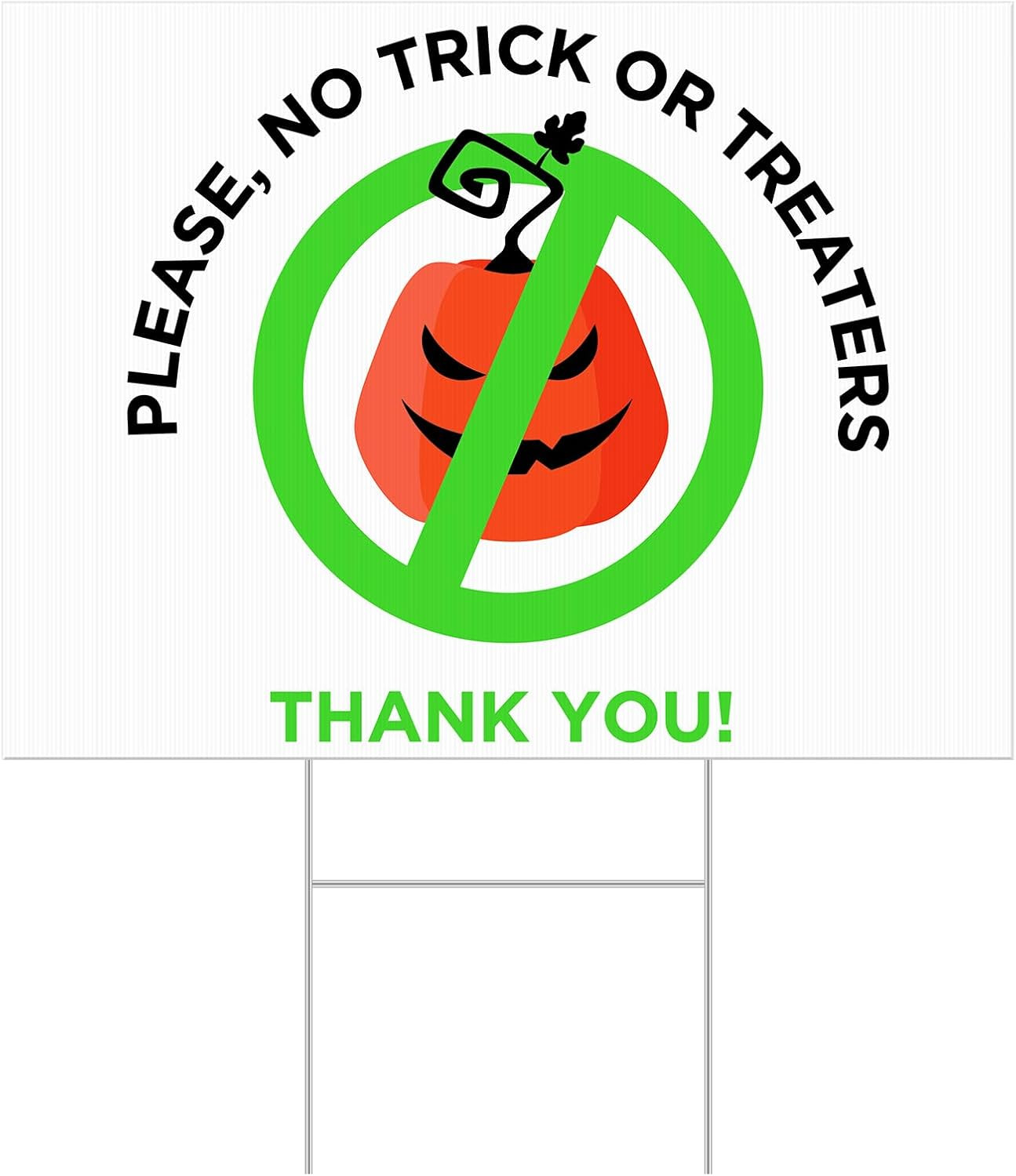 Halloween No Trick or Treaters Yard Sign 24″ X 18″ No Candy Halloween Sign with