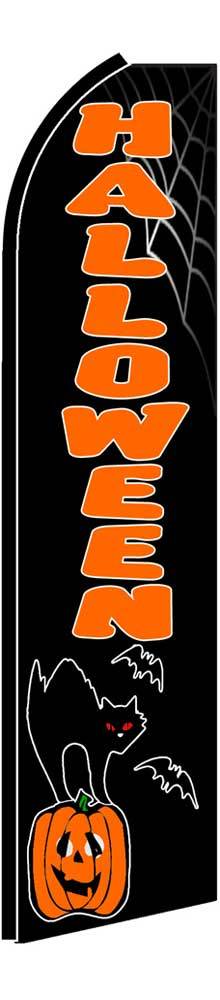 Halloween Banner Flag Sign Only Orange Black Cat Pumpkin Swooper