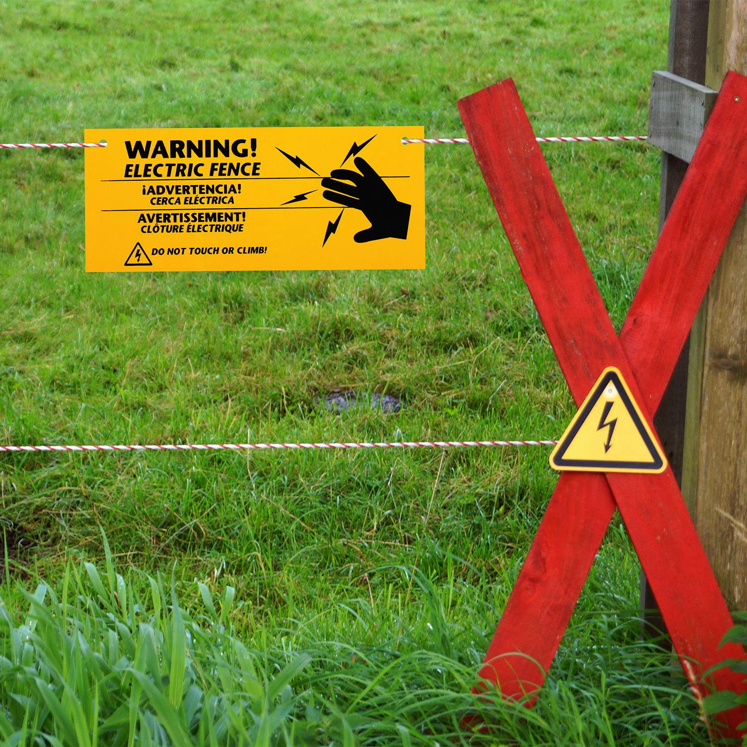 8 Pieces Electric Fence Warning Signs 10 X 4 Inch Plastic Danger Electric Fence