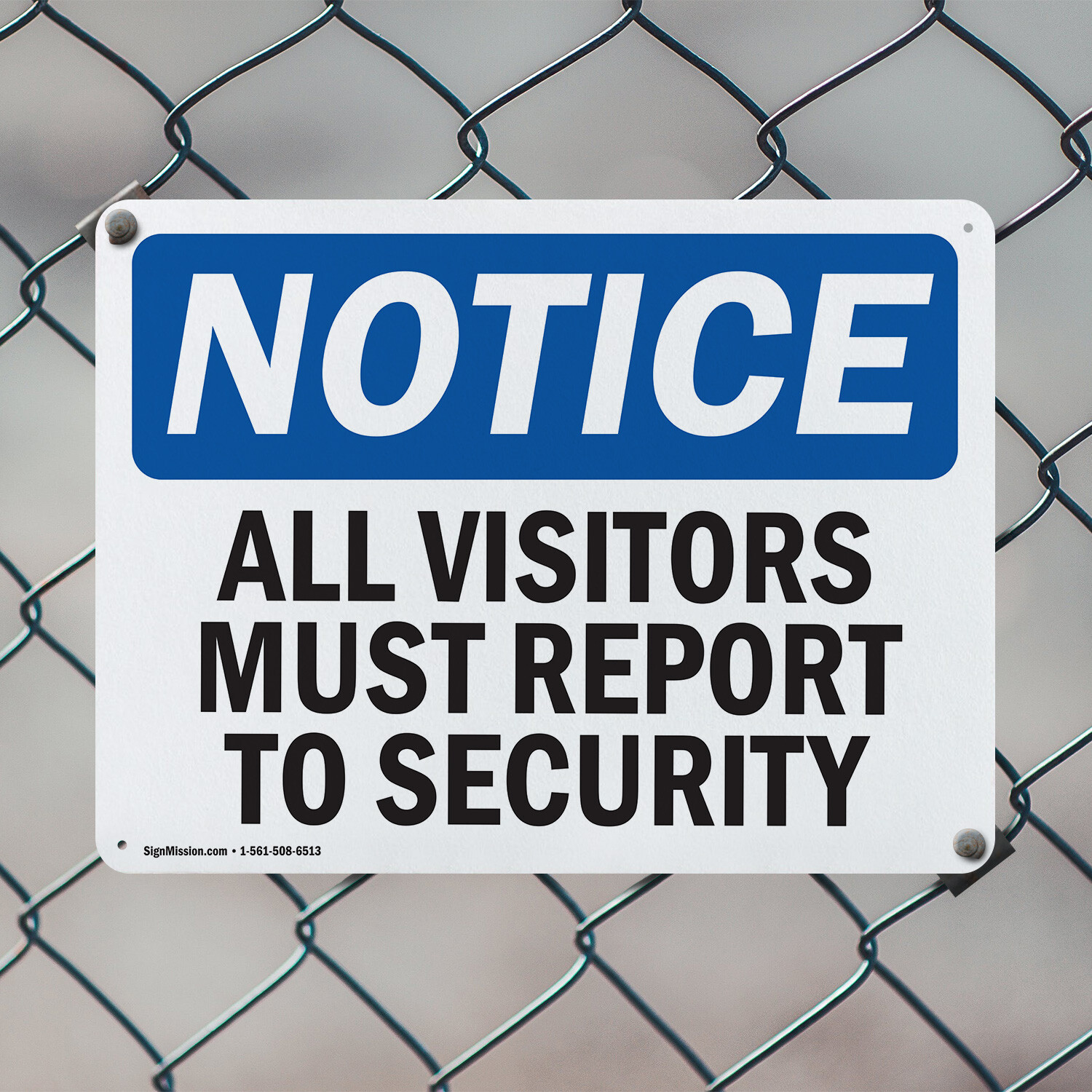 (2 Pack) All Visitors Must Report To Security OSHA Notice Sign Decal Metal