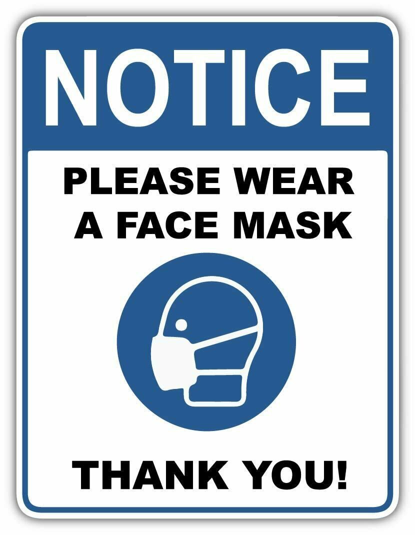 Wear Face Mask Public Entrance Notice Sign Store Door Wall