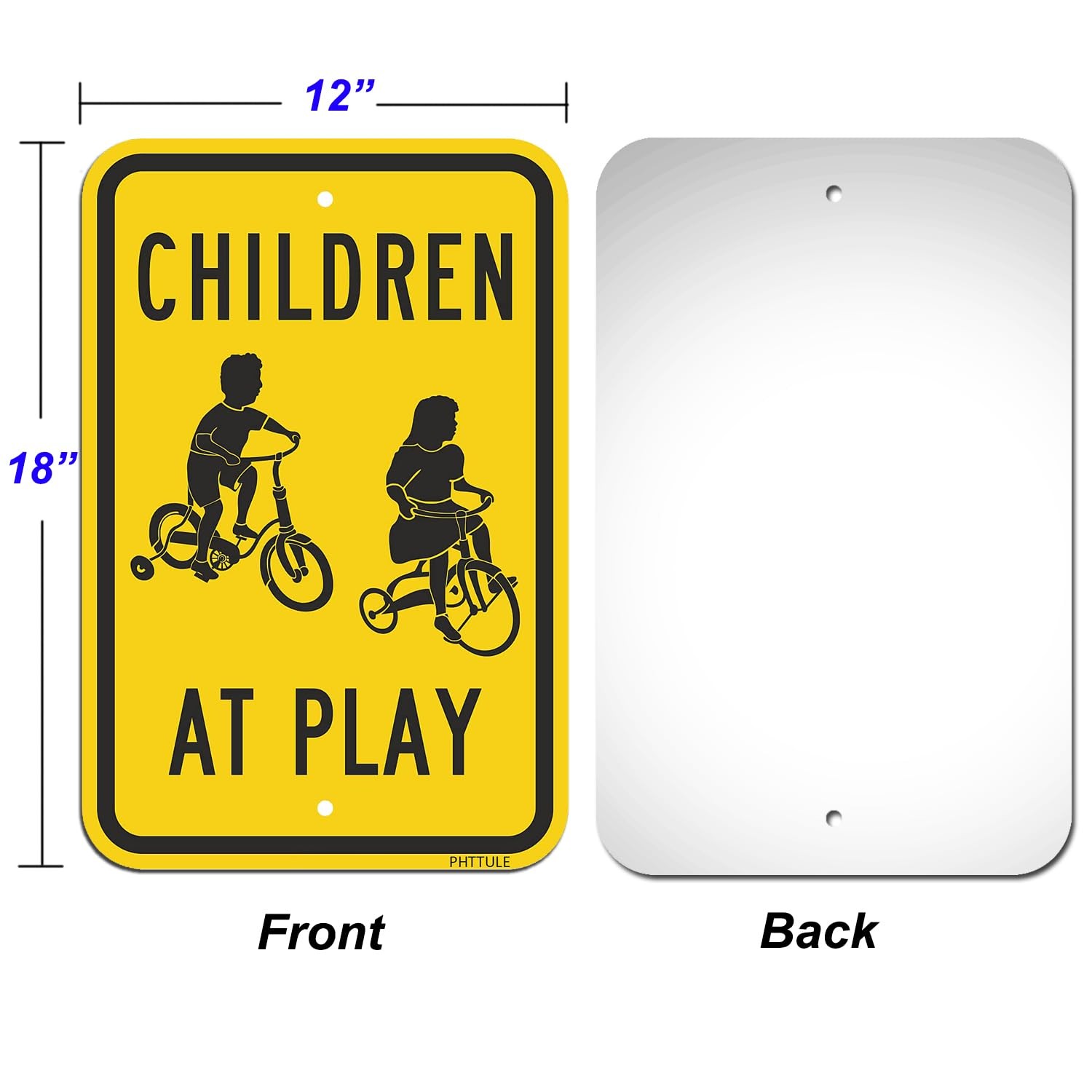 Children At Play Sign 2 Pack, 18 x 12 inch Kids Playing Pay Attention Metal S…