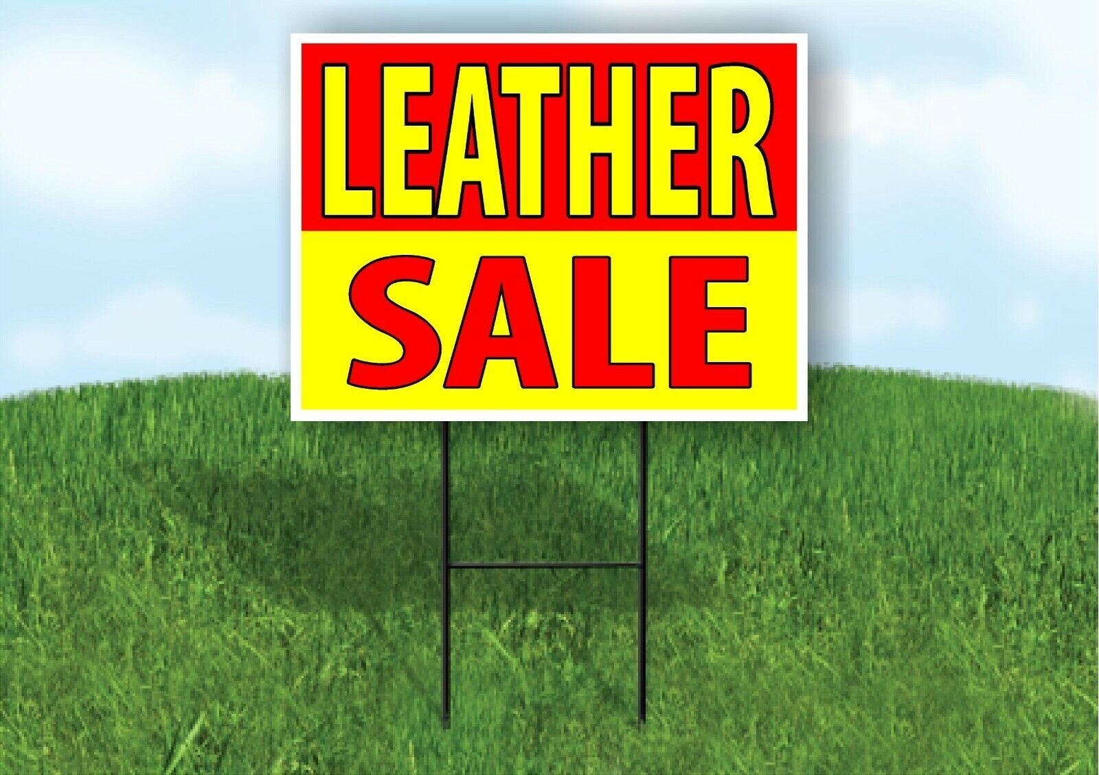 LEATHER SALE RED YELLOW Plastic Yard Sign ROAD SIGN with Stand