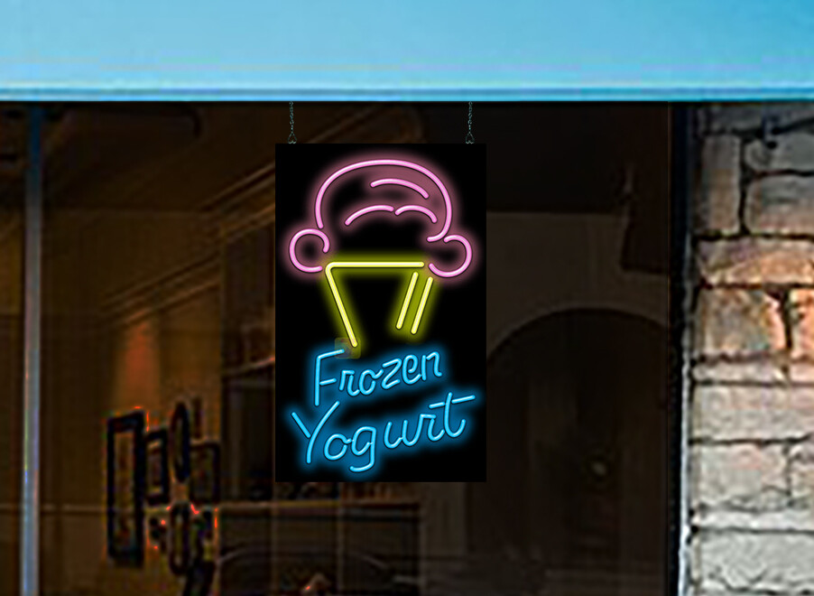 Frozen Yogurt Neon Sign REAL Neon Window Sign Blue Pink Yellow Hand Bent