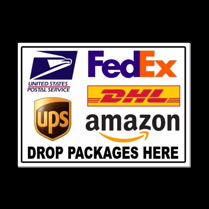 Delivery Instructions Drop Package Here Sign METAL usps fedex amazon ups MS022