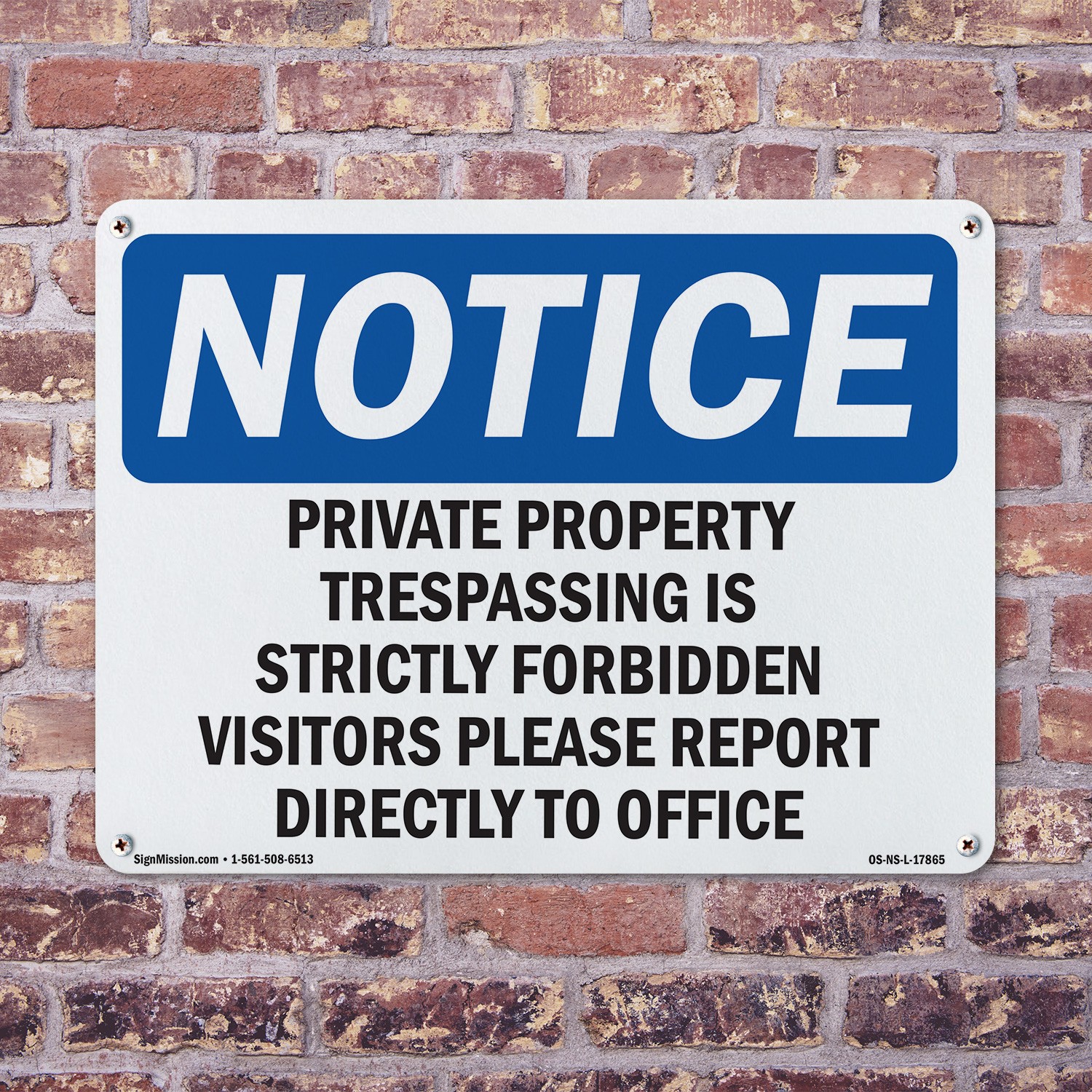 Private Property Trespassing Is Strictly OSHA Notice Sign, Decal 5 or 10 Pack