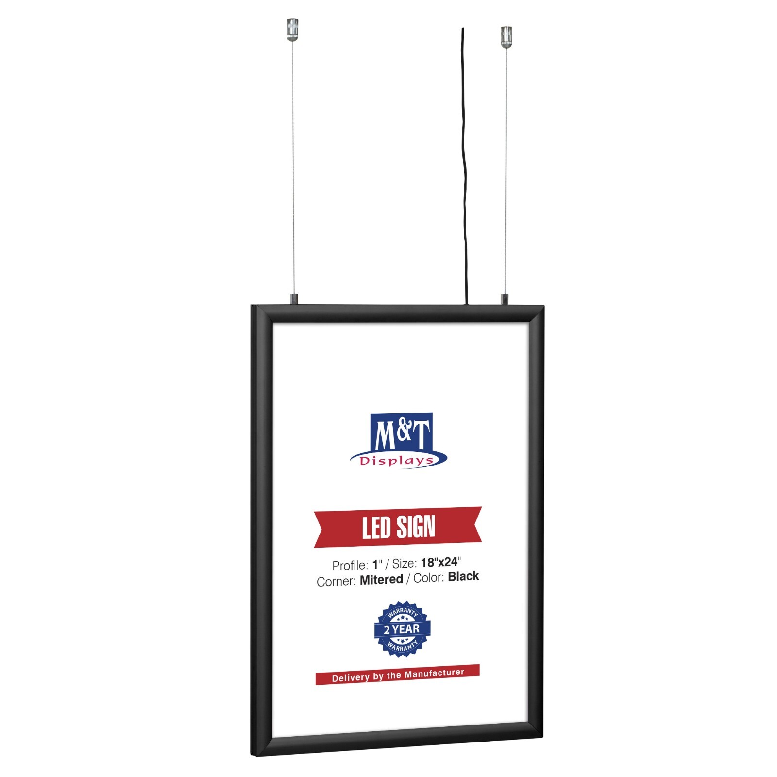 LEDbox Double Sided LED Backlit Poster Frame Black 18×24/24×36 inch Sign Holder