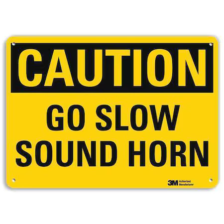 Lyle U4-1341-Na_14X10 Caution Sign, 10 In H, 14 In W, Aluminum, Horizontal