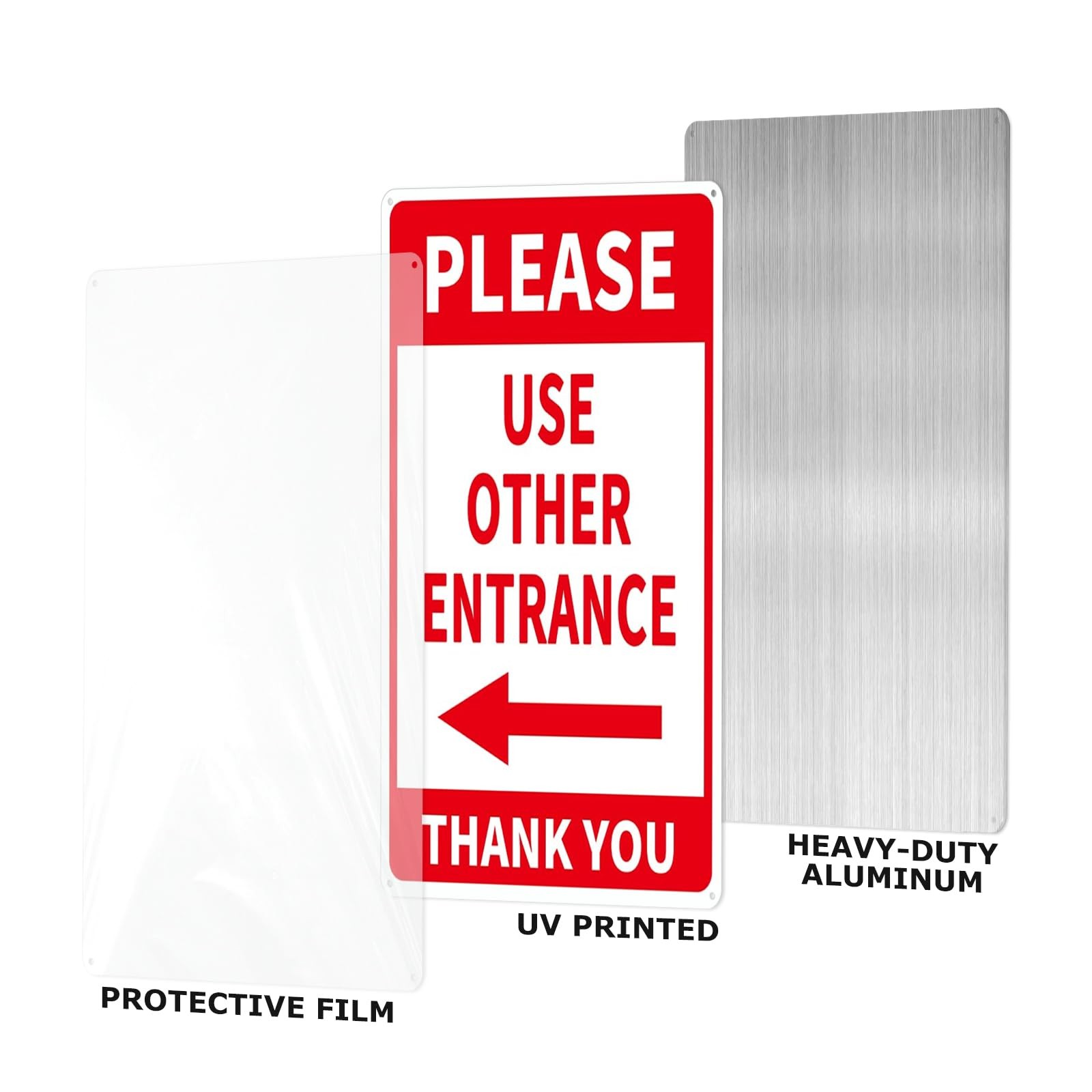Please Use Other Entrance Sign Aluminum 12×8 Inch Left Arrow Metal Waterproof…