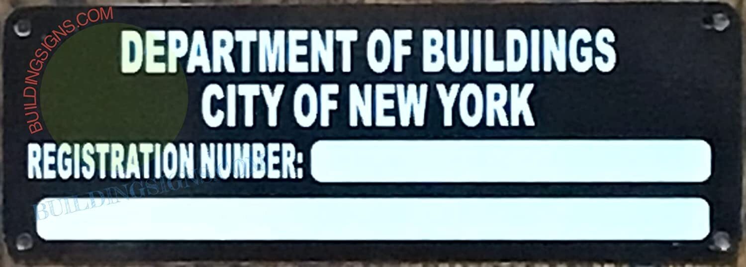 Building Registration Number Sign-Department of Buildings Registration