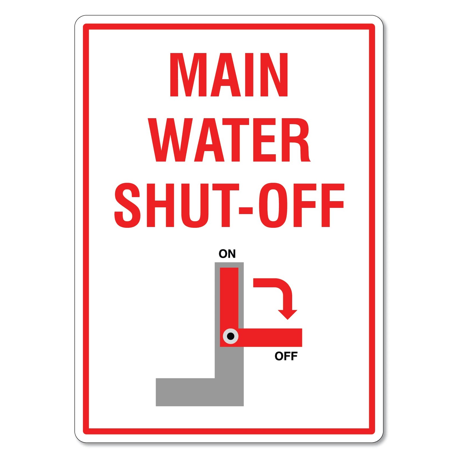 Main Water ShutOff Directional Sign Metal Tin Wall Plaque Fits 8×12 Inch