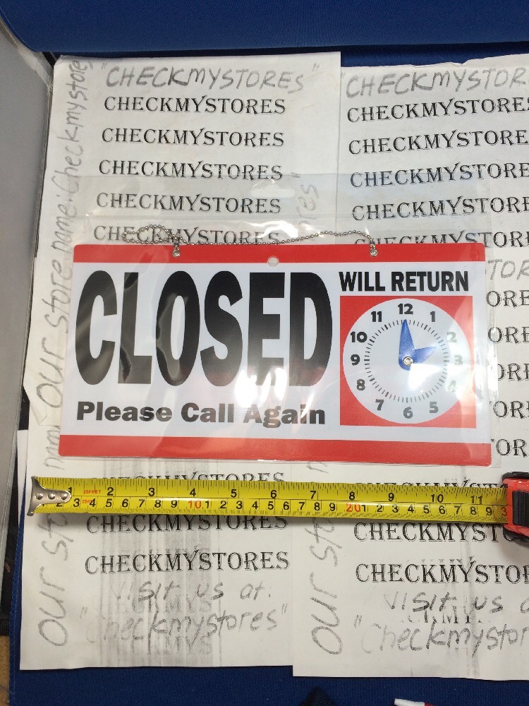 OPEN & CLOSED Chain hAnGiNg SIGN with Adjustable CLOCK Will Return door window