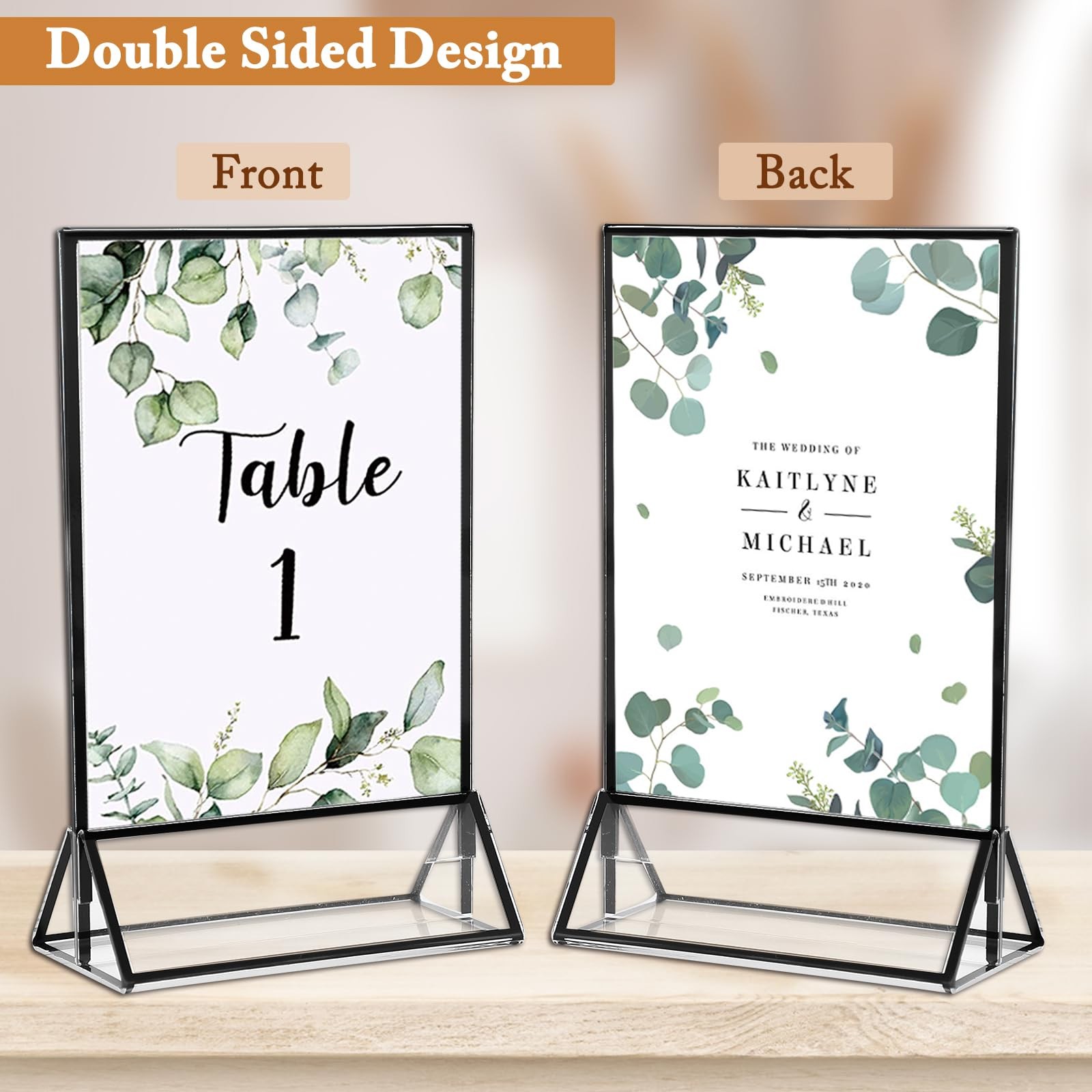 Floroom 12 Pack 4×6 Inch Clear Acrylic Sign Holders, 4″ x 6″- 12 Pack, Black