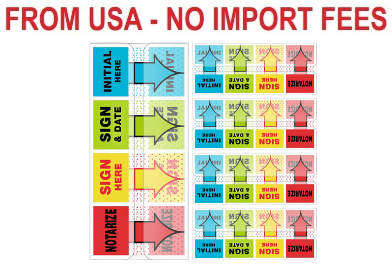 500pcs Sign Here Stickers & Tabs – Initial Here, Sign & Date, Notarize Flags – S
