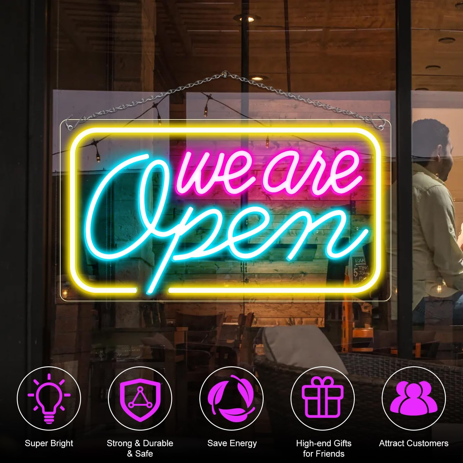 Neltbesin Neon We Are Open Signs For Business 23.5X 12.5 Open Sign Led Super To
