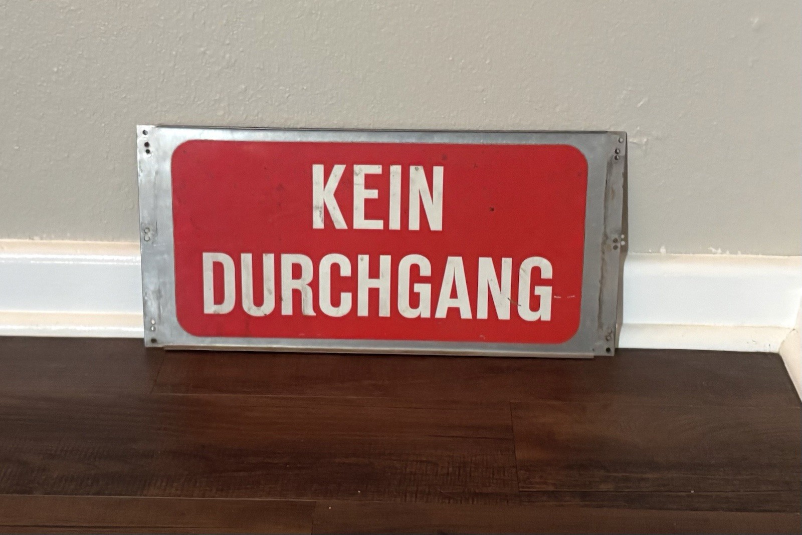 Vtg (ca.1980s) German (Aluminum) Double-Sided No Entry/Cash Register Closed Sign