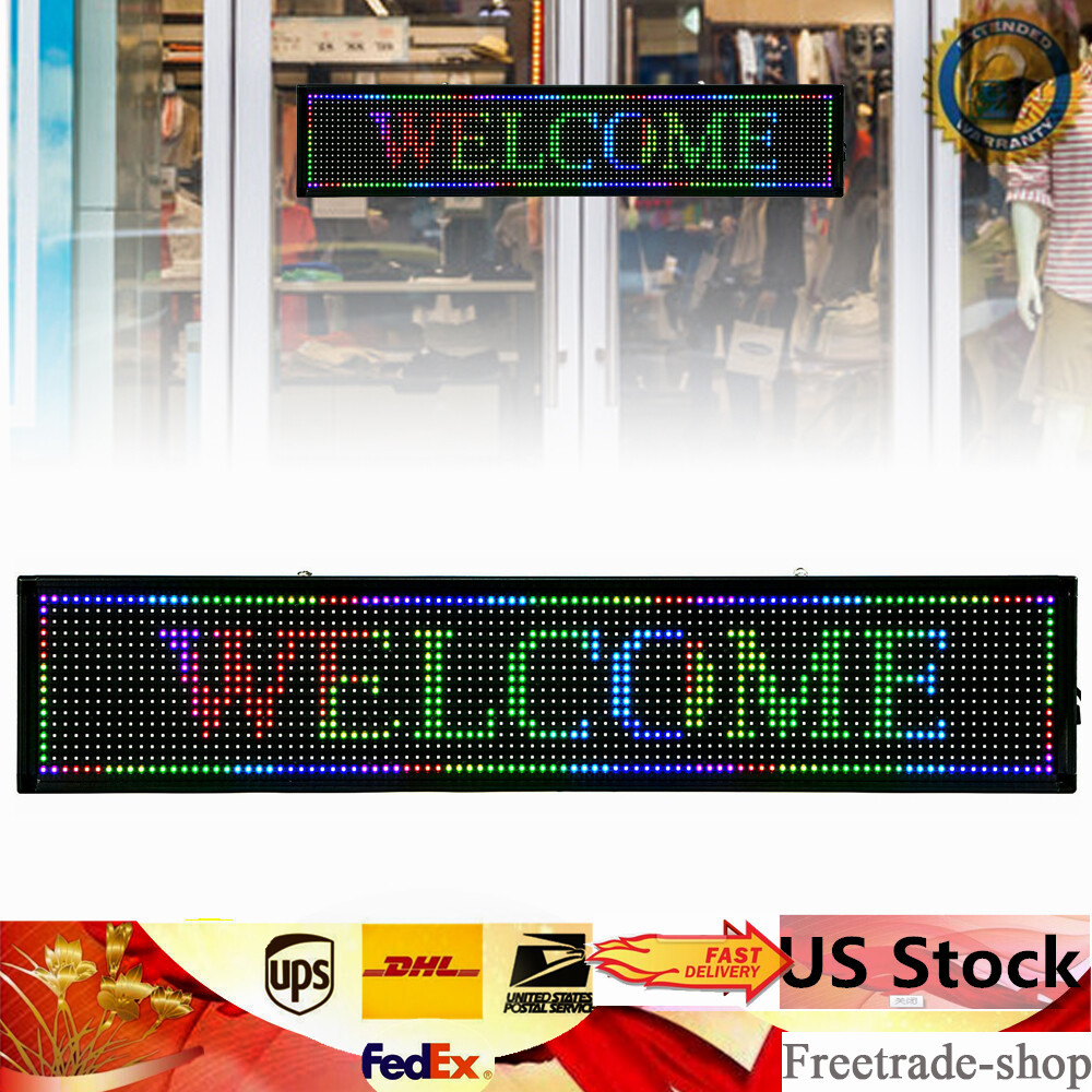 40″X8″ LED Scrolling Sign RGB 7-Color Programble Outdoor Advertising Board wifi