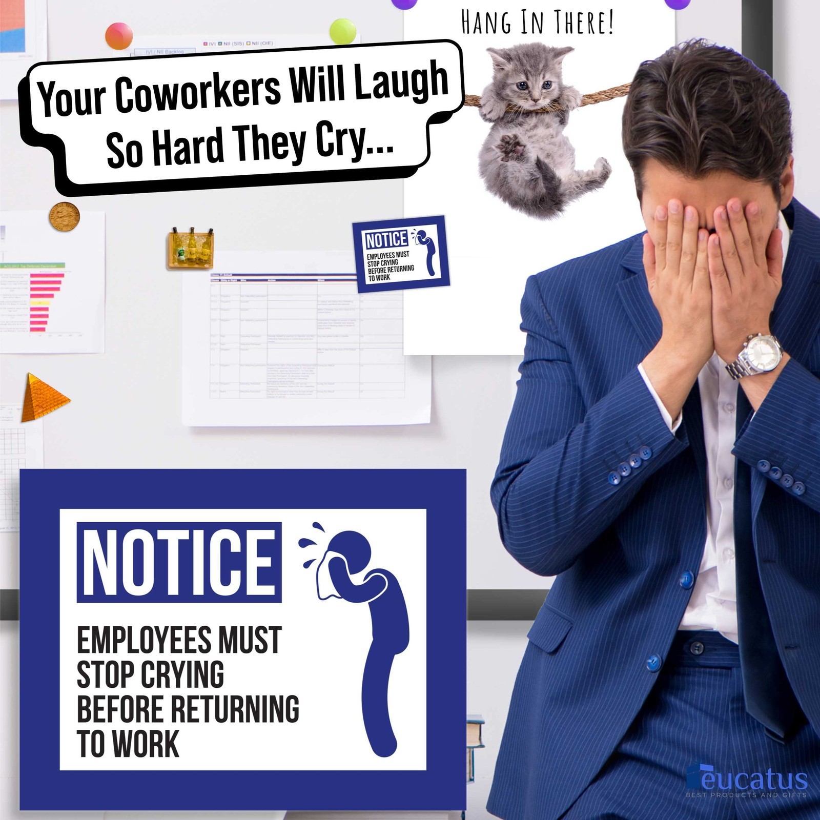 Super Funny, Easy Remove 3x4in Employee Notice Magnet. Employees Must Stop Cr…