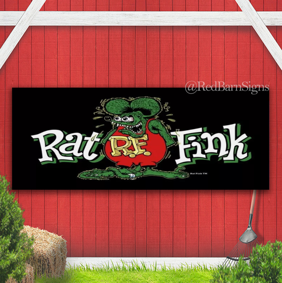 Rat Fink Banner Matco Cloth Hot Rod Ford Chevy Mustang Mopar Banner Sign