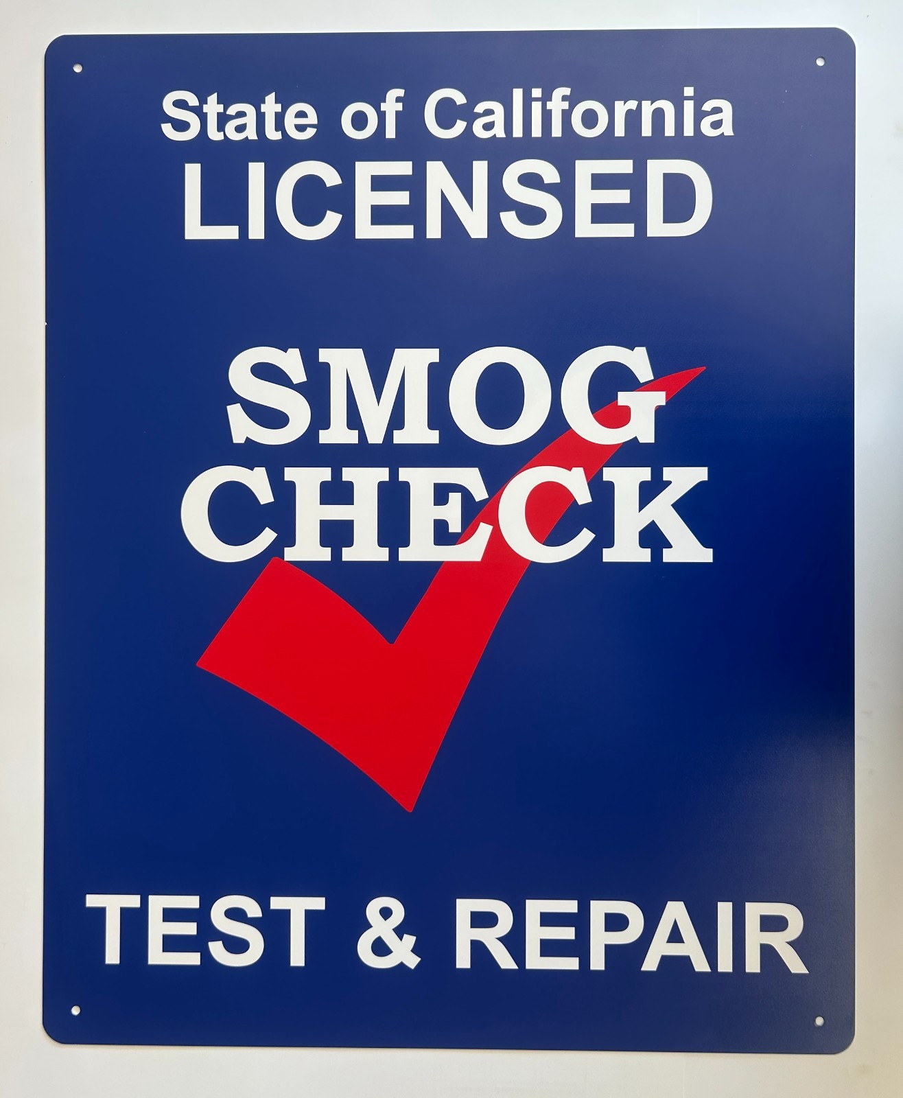 Smog Check TEST & REPAIR California Aluminum Sign 24″x30″ AP-30TR