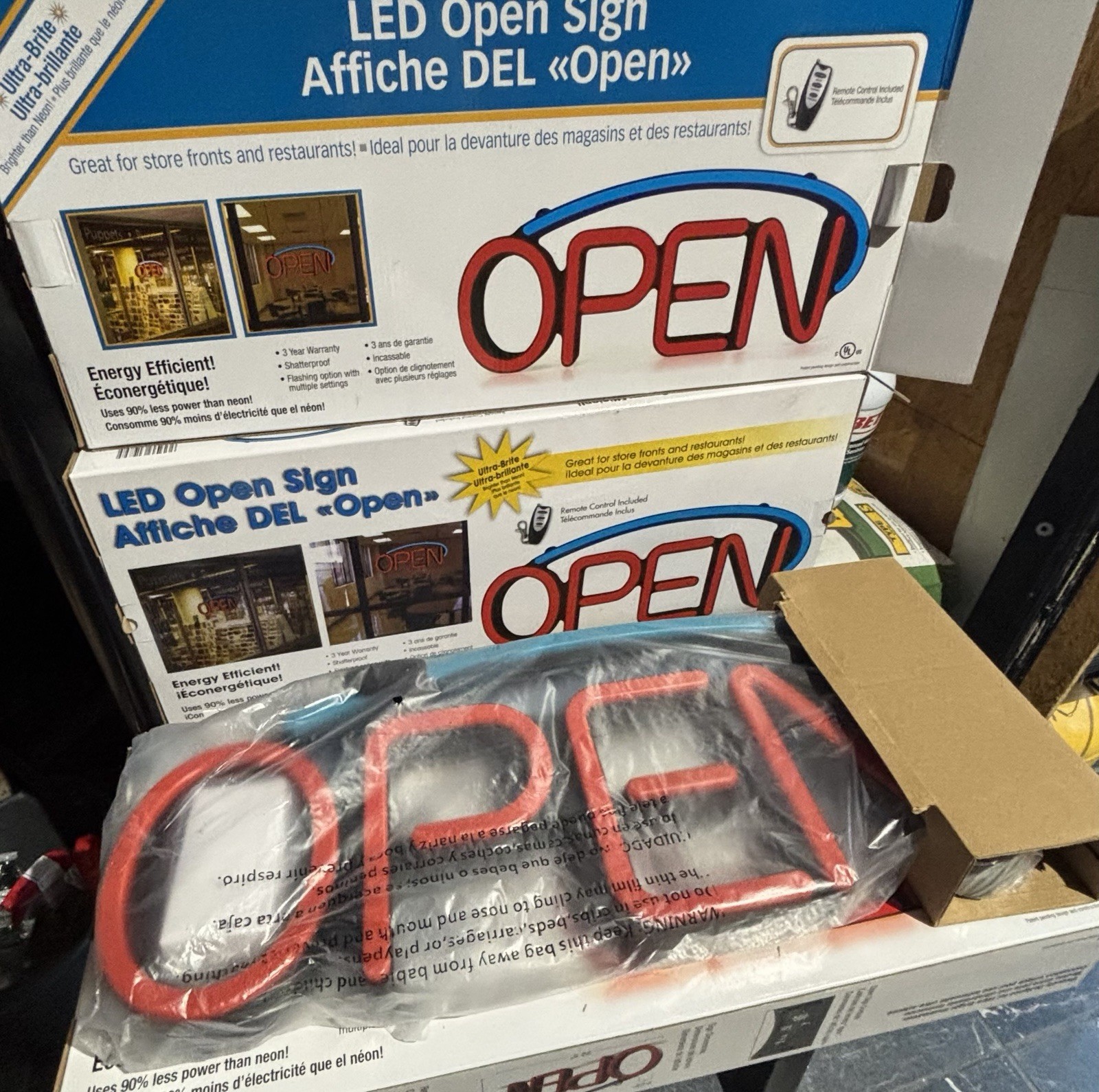 Hillman 22″ Indoor/Outdoor LED Lighted “OPEN” Sign w/ remote – BRAND NEW IN BOX