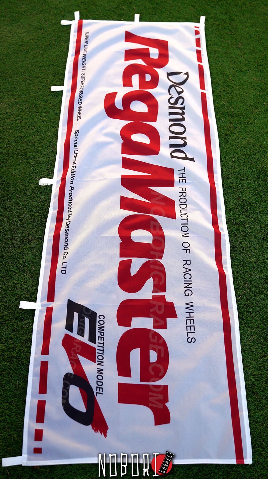 White Desmond Regamaster Evo Nobori Flag Nobori Banner Flag Garage Sign JDM