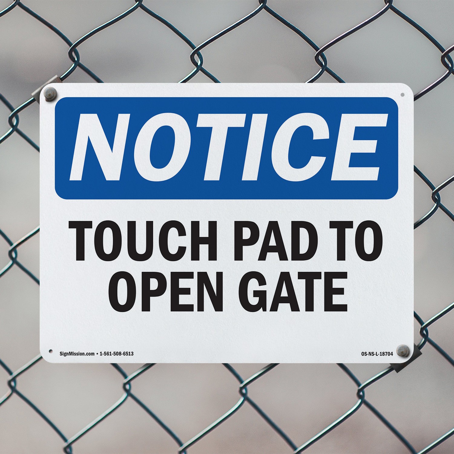 Touch Pad To Open Gate OSHA Notice Sign Metal, Plastic, Or Decal – 5 or 10 Pack