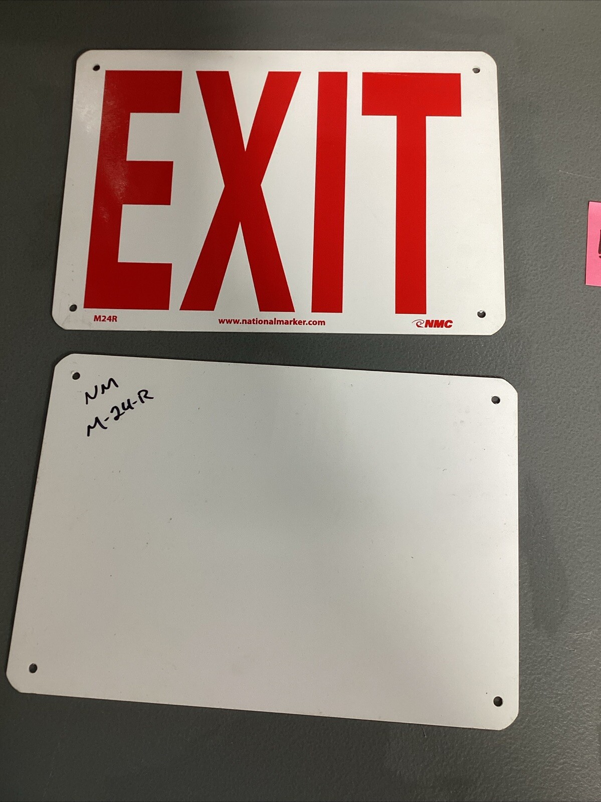 NMC M24R EXIT Sign Plastic Red/White 7″ H x 10″ W (lot of 2)
