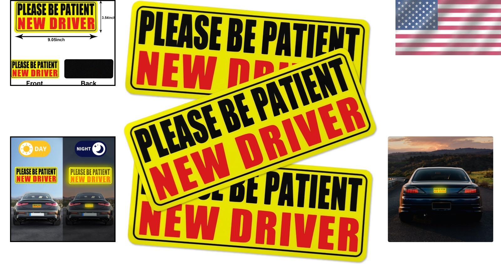 Reflective New Driver Car Magnets – 3 Pack for Enhanced Visibility and Safety