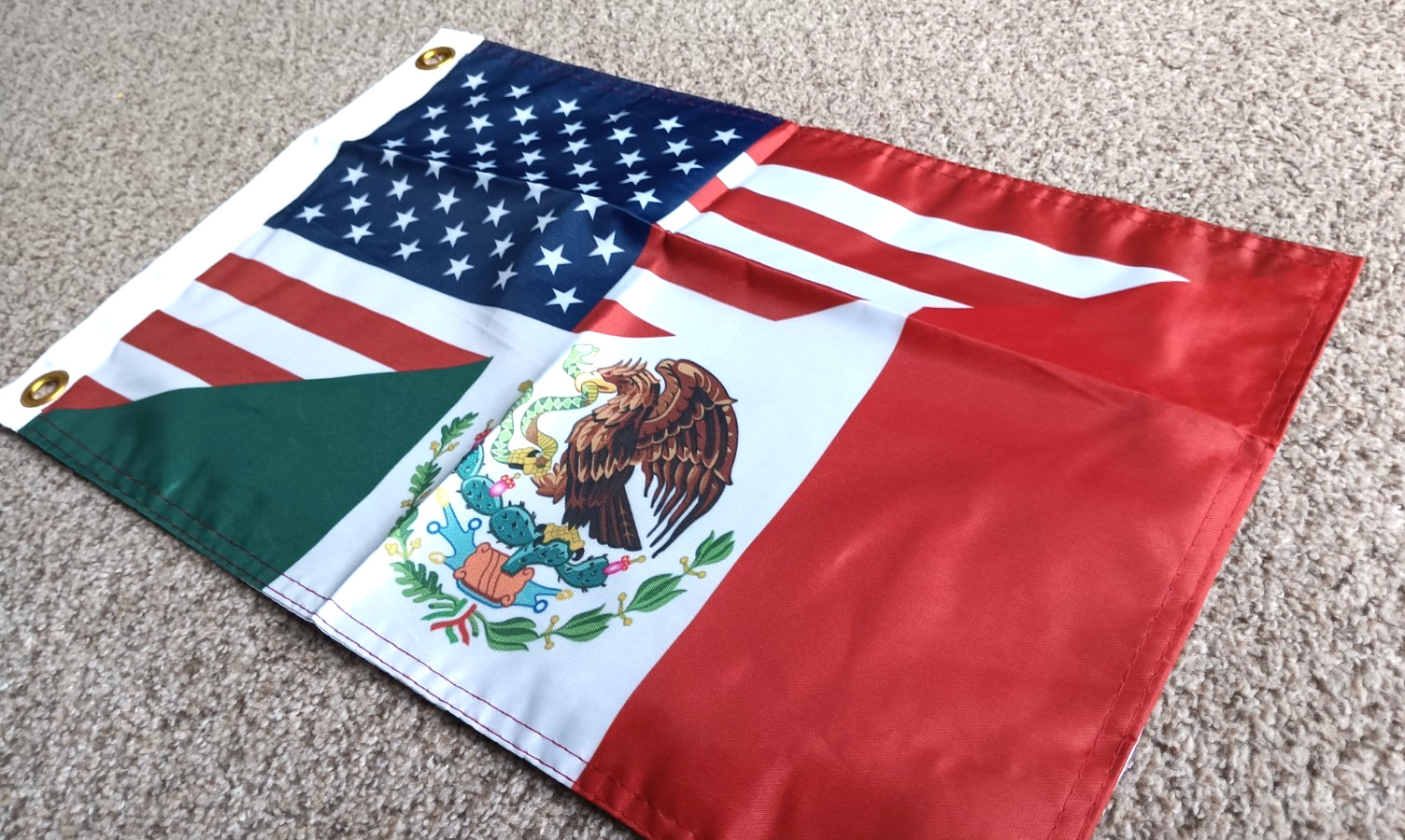 USA American Mexico Combination Diagonal 12″ x 19″ Polyester 2 ply Flag Banner