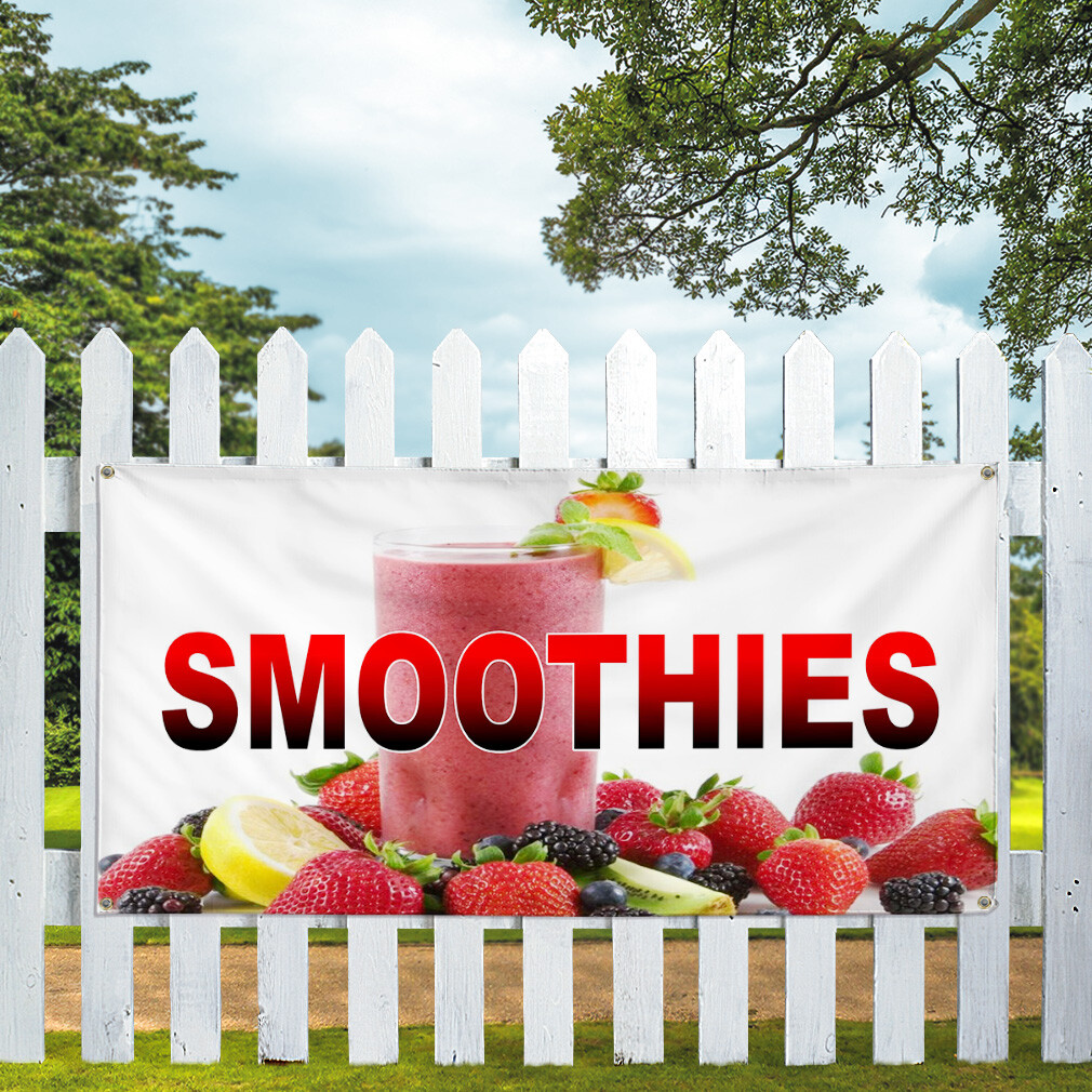 Vinyl Banner Multiple Sizes Smoothies with Background Restaurant & Food Outdoor