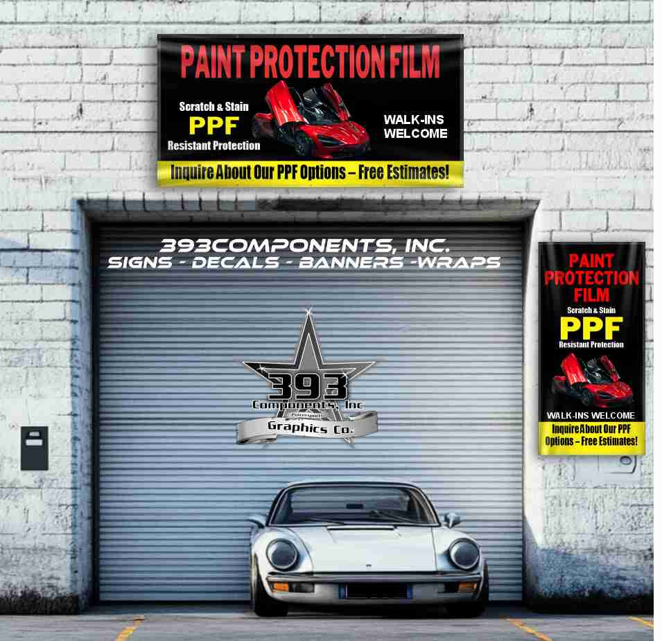 Paint Protection Film Banner – Vinyl Sign – Car Paint Protection & Care – Auto