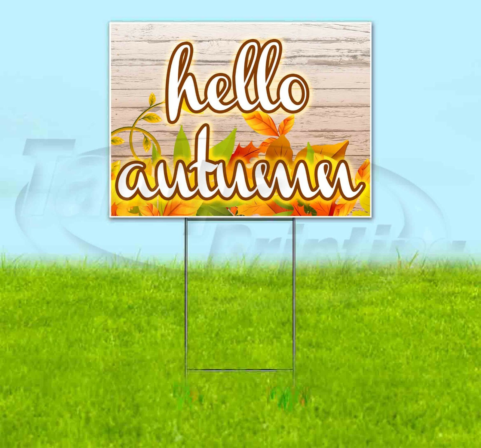 HELLO AUTUMN Yard Sign Corrugated Plastic Bandit Lawn Decorations USA