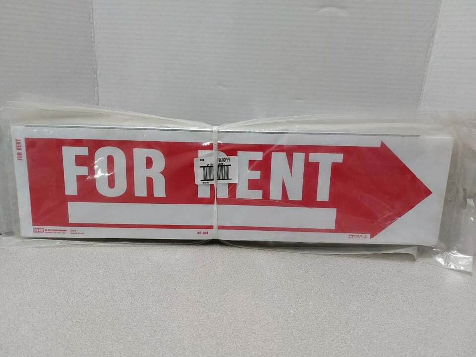 (5 Pack) Hy-Ko For Rent Corrugated Plastic Sign w/ H-Bracket 6″x23″ Double Sided