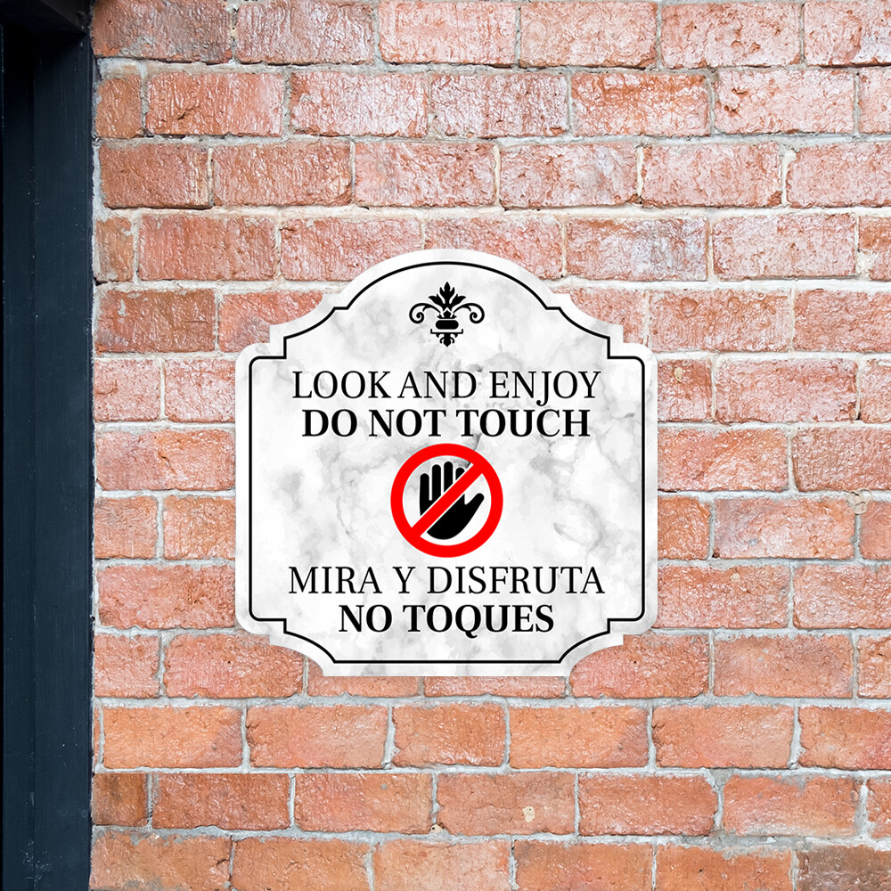 Heritage Plus Look and Enjoy Do Not Touch Wall or Door Sign | Bilingual Signage