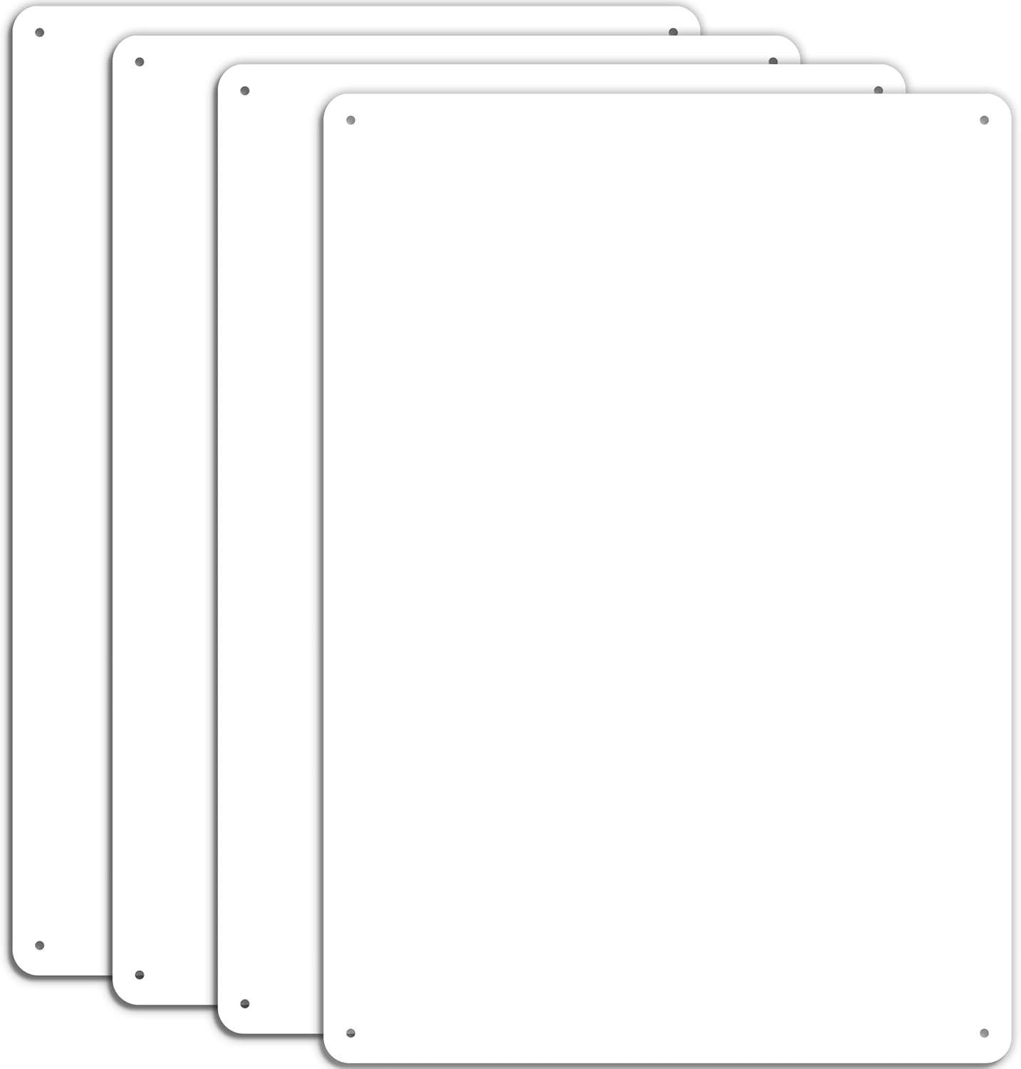 4 Pack White Sign Blanks, 14 X 10 Inches, Sturdy Rust Free Aluminum Metal Signs