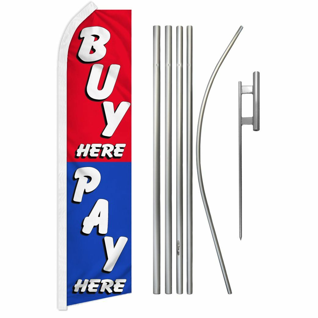 “BUY HERE PAY HERE” Advertising Super Flag & Pole Kit