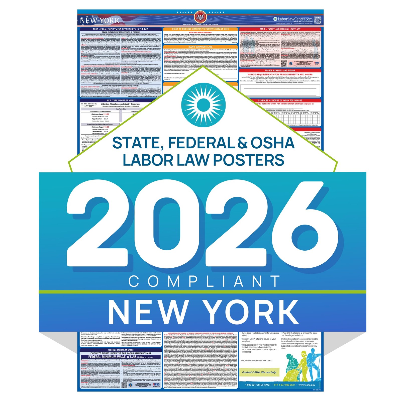 New York 2026 Labor Law Poster – State & Federal Compliance – OSHA, EEOC, FML…