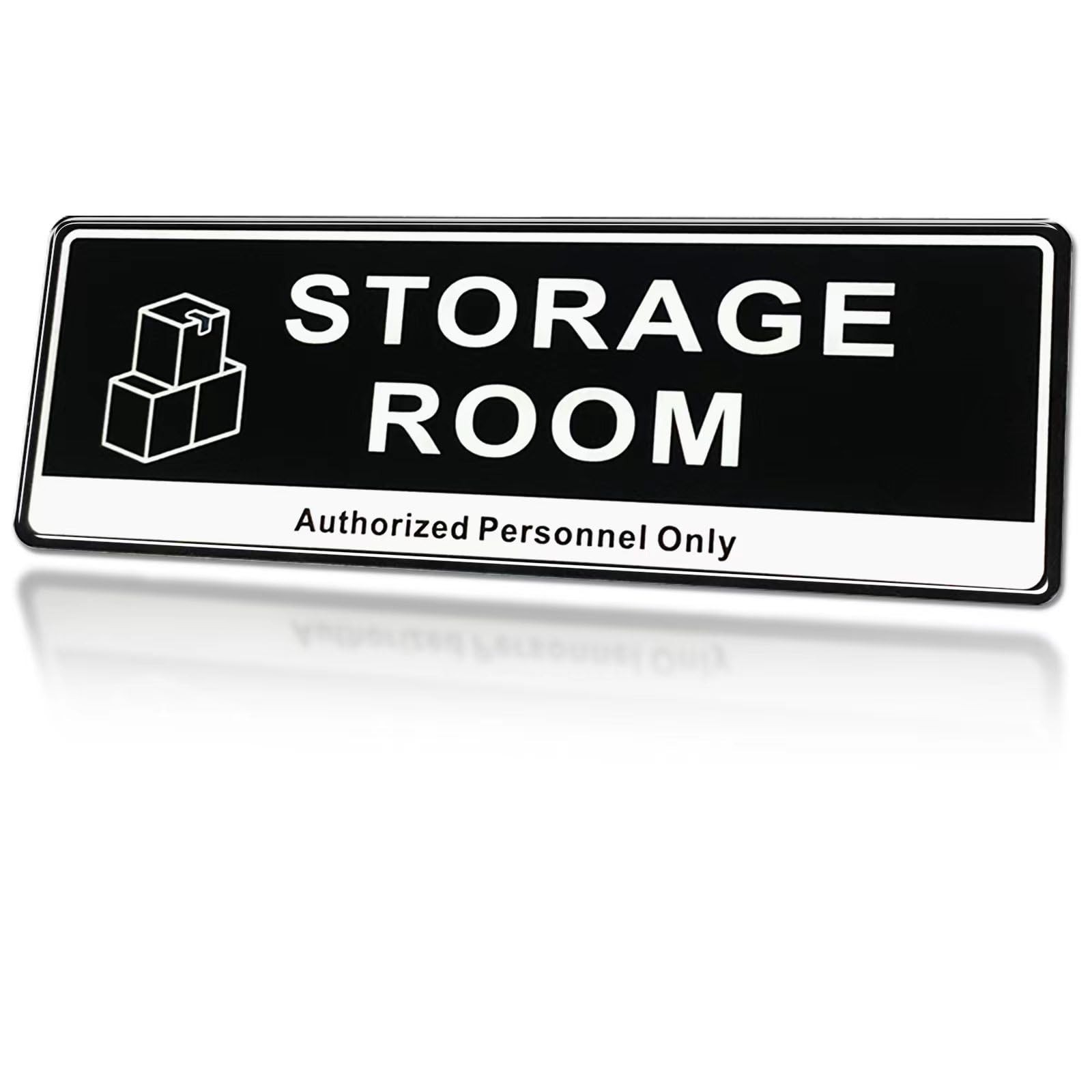 Door Sign Acrylic Authorized Personnel Only Black White 9×3 Inch Storage Room