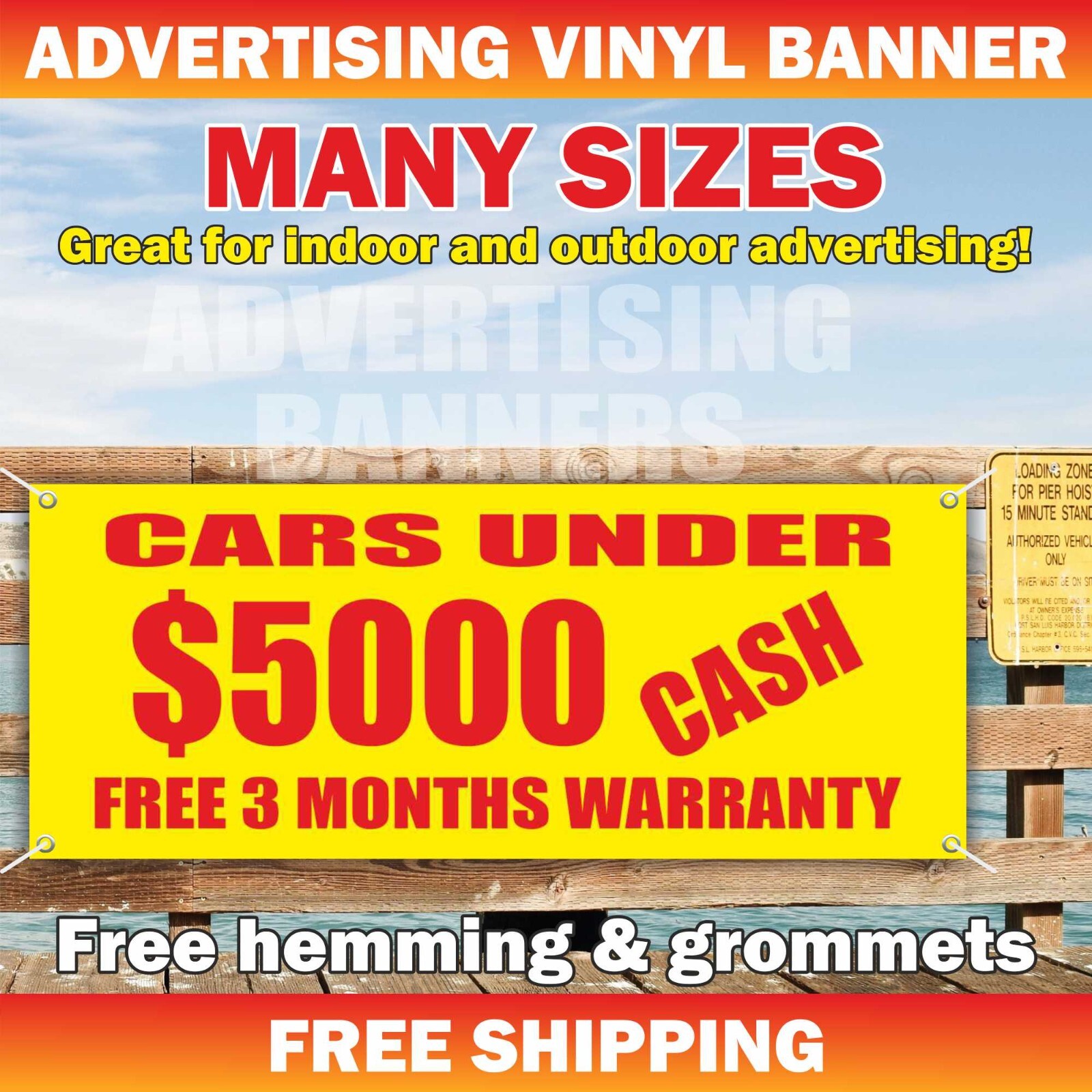 CARS UNDER $5,000 Advertising Banner Vinyl Mesh Sign auto service credit cash