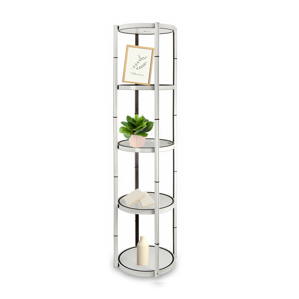 81.1in Portable Round Twist Display Counter with Top Light Clear Magnetic Panels