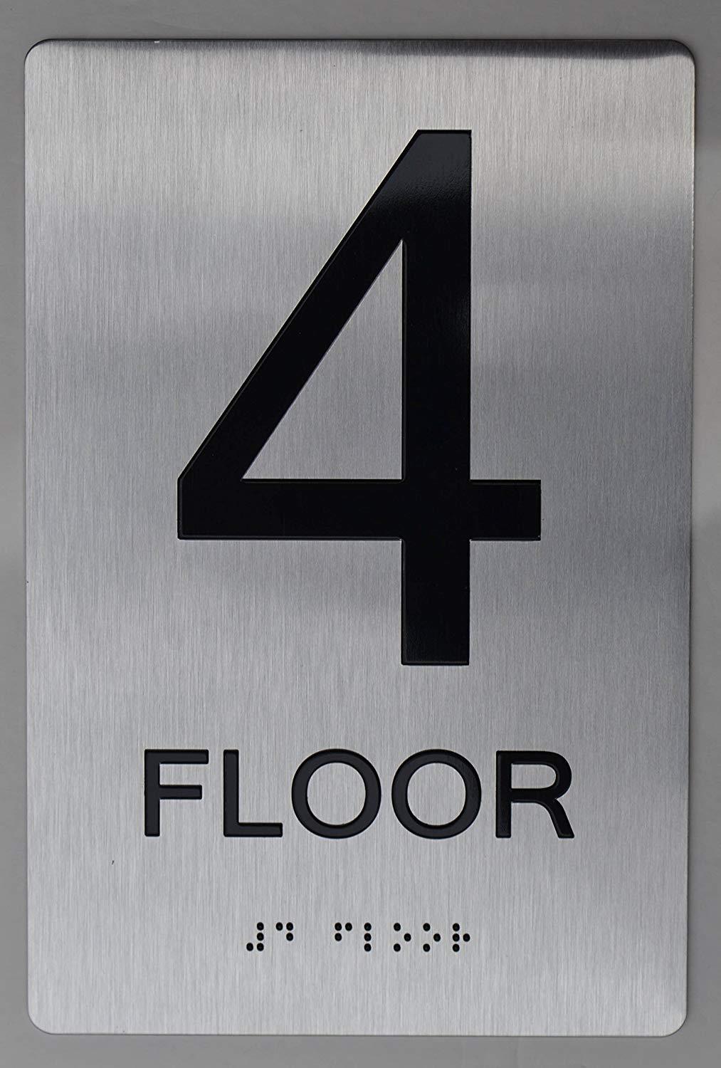 4th Floor SIGN -(Aluminum, Brush Silver, size 6×9) The sensation line-REF24-1027